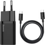 Baseus Super Si Quick Charger + Cablu Type-c la Type-c, 25 W, 1m, Black (TZCCSUP-L01)