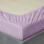 Kotonia Home Husa de pat cu elastic Kotonia Home Deco, 100% bumbac, Damasc Saten, dimensiune dungi 1 cm, Lila, 160x200+20 cm (004376-160)