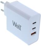 Well Incarcator retea Well, 1x USB-A QC3.0, 2x USB-C PD 65W, PPS, alb, punga (PSUP-USB-WPQ6501WE-WL)
