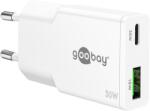 Goobay Incarcator retea Goobay, 1x USB-C PD 30W, 1x USB-A QC3.0 18W, GaN, cutie, alb (PSUP-USB-W75738-GBAY)