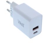 Well Incarcator retea Well, 1x USB-A QC3.0, 1x USB-C PD 30W, alb, punga (PSUP-USB-WPQ3001WE-WL)