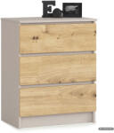 AKORD AKORD CLP K60 Komód Laminált Forgácslap Kasmír / Artisan Tölgy 3 Fiókos (AKO-KOMMK603SZKASARTPK)
