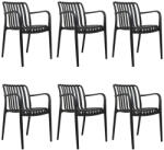 Modesto Design Strips Arm Karszék Szett Polipropilén Fekete Áttört Csíkos 6 db (KHM-KH1501100285-SET6)