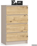 AKORD CLP K60 Komoda Laminált Kaszmír / Artisan Tölgy 4 Fiókos (AKO-KOMMK604SZKASARTPK)