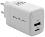 Qoltec GaN 45W charger 5V 20V 1.5A 3A, 1xUSB C PD, 1xUS (51825)