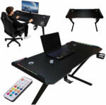  Birou gaming cu iluminare LED RGB și suporturi pentru accesorii PC, 120x60cm (KX2639)
