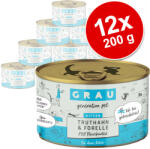 Grau 12x200g GRAU Kitten gabonamentes nedves macskaeledel- Vegyes csomag: 6 x pulyka & pisztráng + 6 x csirke & kacsa
