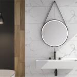 Fluminia Oglinda cu iluminare LED si dezaburie Fluminia Mona 60 cm rama din piele (LH-RO60)