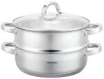 Klausberg Vas pentru gătit la aburi Klausberg KB 9073, 4, 6 l, 26 cm, 3 piese, Gătit simultan pe 2 niveluri, Scală de măsurare, Fund cu 5 straturi, Oțel inoxidabil (KB 9073)