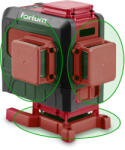 Fortum automatikus lézeres vízszintező, ZÖLD, 3D (3x360°) pontosság: 0, 2mm/1m, 1/4" és 5/8" menet