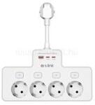 S-Link Túlfeszültségvédő - PRZ08 (15cm, 210 Joule, USB-A, 2xType-C, 16A, 3.4A/5V, 3680W, 4db schuko, fehér) (S-LINK_43252) (S-LINK_43252)