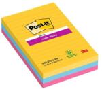 3M POSTIT Blocnotes autoadeziv, liniat, 3x90 coli, 101x152 mm, 3M POSTIT "Super Sticky", "Carnival", mix de culori, 270 coli