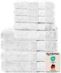 Komfortec 8 részes törölköző szett, 4 fürdőlepedő (70x140 cm) és 4 kéztörlő (50x100 cm), 100% pamut frottír, fehér