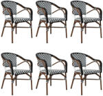 King Home Cafe Azure Kerti Szék Készlet Alumínium Fehér/Fekete Fonott UV-álló (6 db) (KHM-KH1501100287-SET6)