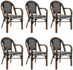 King Home Cafe Paris ARM Kerti Szék Szett Szintetikus Rattan Fekete-Fehér 6 db (KHM-KH1501100174-SET6)