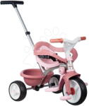 Smoby Tricikli kiesésgátlóval és szabadonfutó első kerékkel Be Move Comfort Pink Tricycle Smoby állítható tolókarral és halk EVA kerekekkel 10 hó-tól (SM740422)
