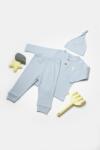 BabyCosy Set 3 piese: bluza, pantaloni si caciulita Bamboo, bleu, BabyCosy, 50% bumbac+50mbus (Marime: 9-12 luni) (BC-CSYB9004-9)