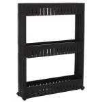  Sistem rafturi de depozitare Sersimo HA116 cu roti pentru bucatarie sau baie cu 3 polite, negru (HA-1016) Raft