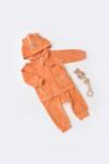 BabyCosy Set Ursulet cu bluzita cu fermoar si gluga si pantaloni lungi din 80%bumbac organic si 20% poliester - Portocaliu, BabyCosy (Marime: 3-6 Luni) (BC-CSYK6017-3)