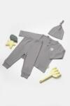 BabyCosy Set 3 piese: bluza, pantaloni si caciulita Bamboo, gri, BabyCosy, 50% bumbac+50mbus (Marime: 3-6 Luni) (BC-CSYB9005-3)