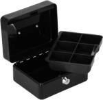  Caseta pentru bani tip cutie de valori, compartimentanta, cu cheie, metal, 15x12x8cm, negru (HA-5038)