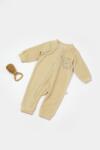 BabyCosy Salopeta Elefant cu maneca lunga din 80%bumbac organic si 20% poliester - Stone, BabyCosy (Marime: 12-18 Luni) (BC-CSYK6052-12)