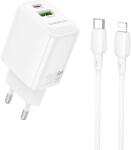BOROFONE Type-C + USB-A, PD20W, QC3.0, GaN + USB-C la Lightning Cablu - Fuente (BN27) - White (KF2357691)