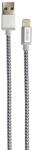 Grixx Cablu date GRIXX - 8-pin to USB Apple MFI License, impletit, lungime 1m - gri/alb (GRCA8PINFMC101) - vexio