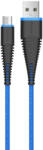 DEVIA Cablu Fish MicroUSB Blue (1.5m, impletitura nylon, 2.4A)-T. Verde 0.1 lei/buc (DVCFMUBL) - vexio