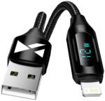 Wozinsky USB-A Cable - Lightning Wozinsky WUALC1 with LED Display 2.4A 1m - Black (5907769308451)