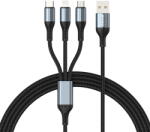 Bwoo 3A 3IN1 USB/USB-C/LIGHTNING/ MICRO USB 1, 20 m Negru (GSM183258) - vexio