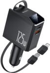 YESIDO Cablu retractabil adaptor Lightning USB-A + USB-C LED 125W Negru (KF2354989) - vexio