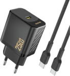 Dudao A27CEU PD 25W GaN SB-C Wall Charger with USB-C Cable - Black (A27CEU black) - vexio