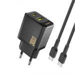 Dudao A27TCEU PD 30W GaN USB-A USB-C Wall Charger with USB-C Cable - Black (A27TCEU black) - vexio