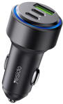 YESIDO 2x USB-C + USB-A PD QC3.0 încărcare rapidă inel luminos LED cip inteligent de control al temperaturii 60W Negru (KF2355104)