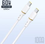Dudao L25C USB-C - USB-C Silicone Cable 60W 1m - White (L25C-white) - vexio