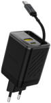 Dudao A67EU GaN 67W Wall Charger with Built-in Retractable USB-C Power Delivery Quick Charge Cable - Black (A67EU-black) - vexio