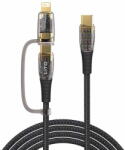 Lito Cablu de Date Fast cu Mufe 2x Type-C, Lightning - Lito Transparent 2in1 (LD12) - Black (KF2355212) - vexio
