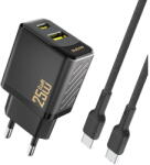 Dudao A26TCEU PD QC 25W GaN USB-A USB-C Wall Charger with USB-C Cable - Black (A26TCEU black) - vexio