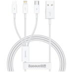 Baseus Cablu de Date USB to USB-C, Lightning, Micro-USB, 100W, 480Mbps, 1.5m - White (KF2349574) - vexio