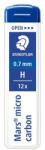 STAEDTLER Grafitbél, H, 0, 7 mm, STAEDTLER Mars Micro Carbon 250 - 12db (TS25007H)