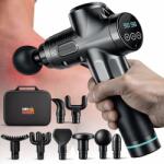 Linomag Aparat pentru Masaj Profesional Tip Pistol Linomag®, 8 Capete de Schimb, 30 de Viteze, 2800rpm, 2000mAh, Autonomie 6h, Motor 30W Silentios, Ecran Touch-Screen, Recuperare Musculara si Relaxare, Negru  Aparat de masaj