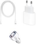 quandes Pachet, Incarcator Fast Charge 20W pentru iPhone 12, 12pro, 12 Pro Max +Cablu de date 2m Type-C-Lightning + Adaptor fast auto 7A