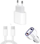 quandes Pachet, Incarcator Fast Charge 20W USB-C compatibil pentru iPhone 15pro, 15 Pro Max, Cablu de date 2m Type-C-C 67w, Adaptor fast auto 7A/35w