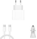 quandes Pachet, Incarcator Fast Charge 20W pentru iPhone 15pro, 15 Pro Max, Cablu de date 2m USB-C - C 67w, Adaptor auto USB-C, 20W, QUANDES®