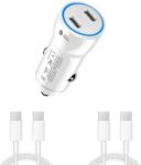 quandes Kit incarcator auto Dual fast charger USB-C-C 60W, Cablu date USB-C-C 67W, 2M, Compatibil cu iPhone16, 16 pro max, 15 pro max, QUANDES®