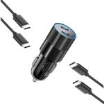 QUANDE Set Incarcator auto 40w, Quande, 2 x USB-C PD, 2 X cablu USB-C -USB-C, 1m, Negru