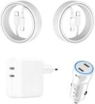 quandes Kit Incarcator Dual USB-C 50W Fast Charger, 2 Cablu date USB-C-C 60W, 1M, incarcator auto Dual USB-C-C 60W, Compatibil cu iPhone16, 16 pro max, QUANDES®