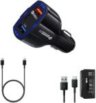 quandes Kit Incarcator Auto FAST Charger 12V 3.5A, 1 buc Cablu date Usb-C-A, 1 buc Usb-C-C 3A, Black, Set 3 buc