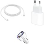 quandes Pachet, Incarcator Fast Charge Apple 20W pentru iPhone 15, 15pro, 15 Pro Max, ipad pro-2019, Cablu de date 2m USB-C - USB-C, Adaptor fast auto 7A, QUANDES®